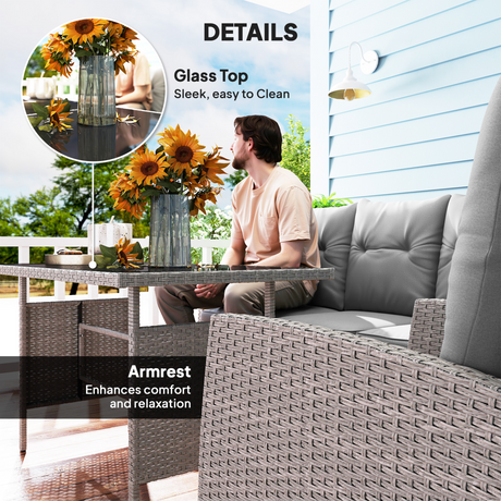 Outsunny rattan set cushions detail
