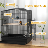 PawHut 59cm Large Bird Cage with Stand, Perches, Food Bowls & Swing – Powder-Coated Steel Aviary, Black