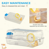 PawHut Portable 2-Storey Hamster Cage with Running Wheel, Drinker & Feeding Bowl – Small Animal Habitat