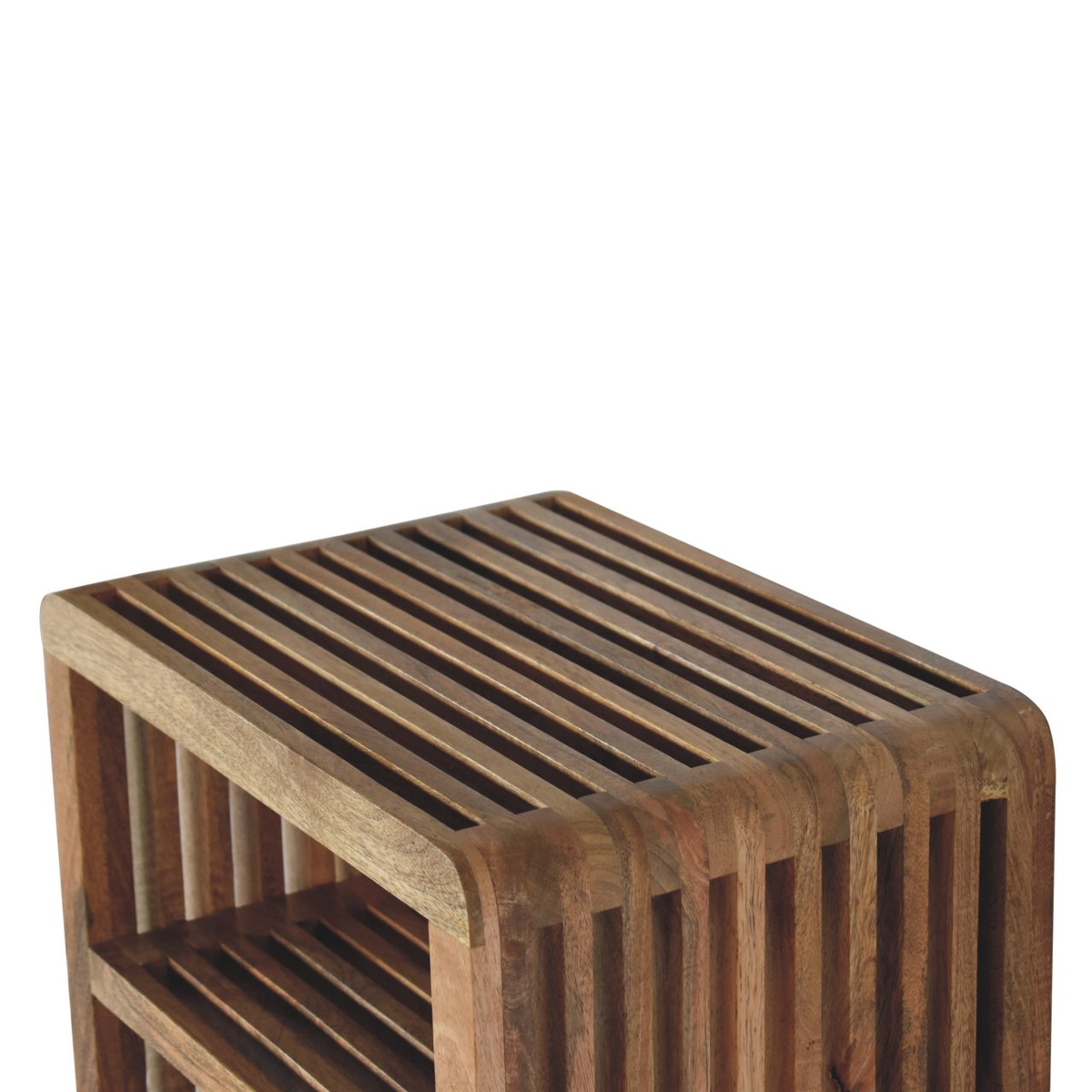 Artisan Furniture Soba Wall Mounted Bedside Table with 2 Open Shelves – Hand-Carved Solid Mango Wood, Brown