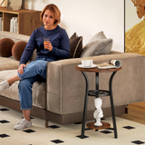 HOMCOM 3-Tier Round Side Table, 38 cm Industrial End Table with Metal Legs – Compact, Rustic Brown