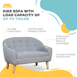 HOMCOM Kids Mini Sofa Armchair with Padded Seat and Tapered Feet – Bedroom & Playroom Seating for Ages 3-7, Grey