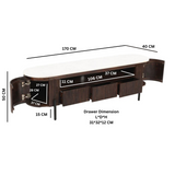 Opal Large Mango Wood TV Stand with Real Marble Top & Metal Legs – Media Unit for Wide-Screen TVs