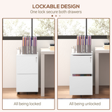 Vinsetto 2-Drawer Steel Filing Cabinet with Lock, Hanging Bars and Wheels – Letter, A4 and Legal