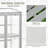 Outsunny Wooden Cold Frame Greenhouse with Polycarbonate Panels, Double Doors and Adjustable Shelf, Grey