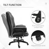 Piped PU Leather High Back Gaming Office Chair with 150° Recline & Rocking Function – Home Office Chair, Black