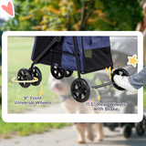 PawHut One-Click Foldable Pet Stroller with Mesh Windows & Four Wheels – Dog Buggy for Small Dogs, Blue