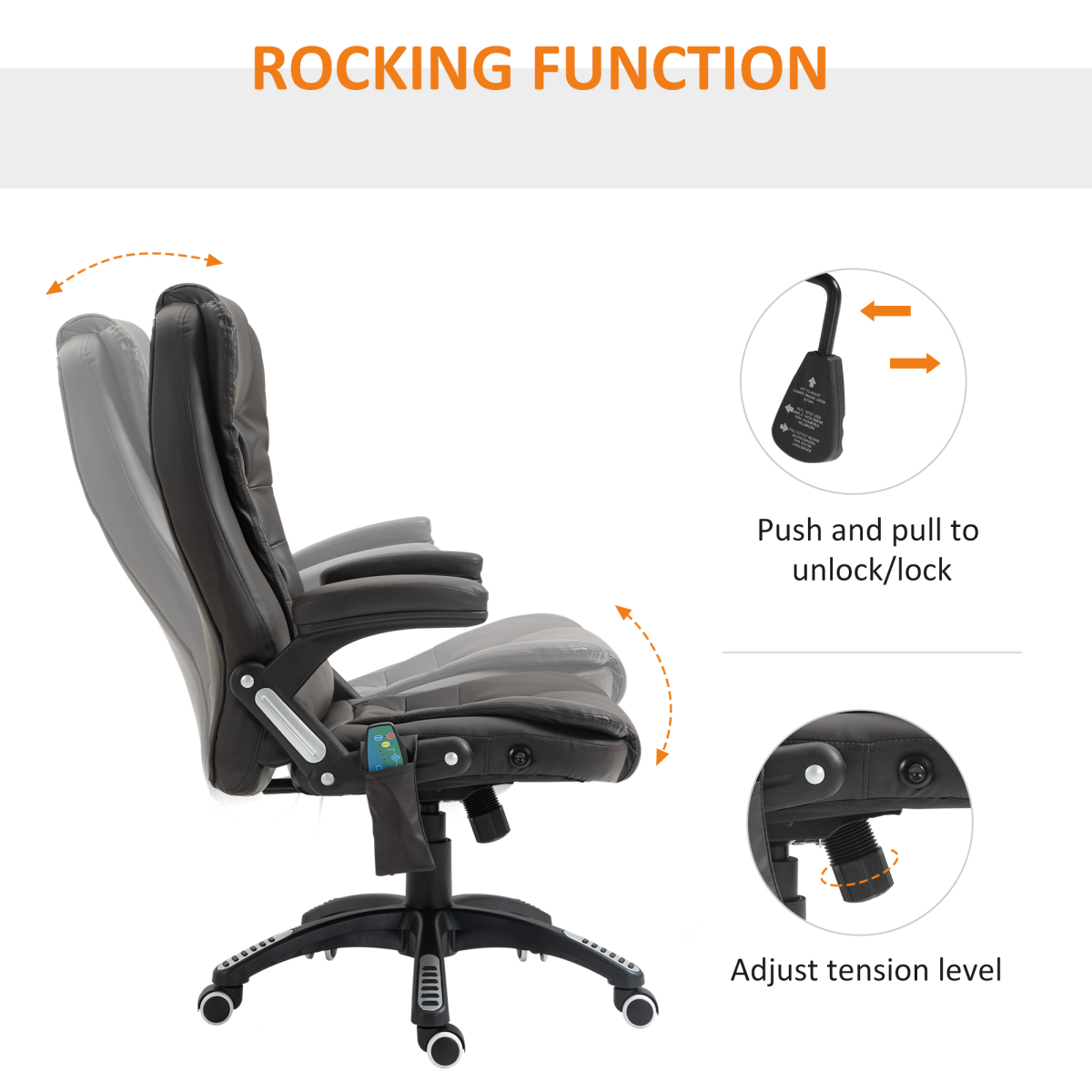 Executive Heated Massage Office Chair with 6-Point Vibration & 135° Recline – Brown Faux Leather