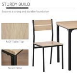 Compact 3-Piece Dining Set with Table & 2 Chairs – Wood-Effect Tops, Metal Legs, Small Spaces