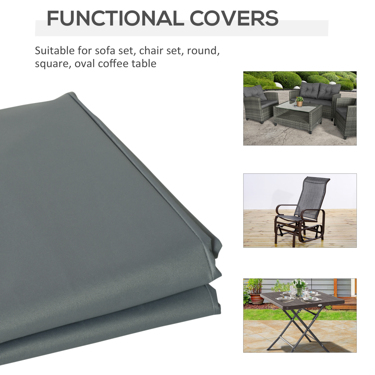 Outsunny Outdoor Furniture Cover, 190 x 72 cm – Water & UV Resistant 600D Oxford Fabric with Pull Cords