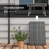 Outsunny Foldable Outdoor Coffee Table with Steel Frame and PE Rattan Top – Garden Side Table, Mixed Grey