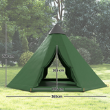 6-Person Tipi Camping Tent with Mesh Windows, Zipped Door & Carry Bag – Large Family Teepee Tent, Green & Black
