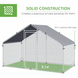 PawHut Walk-In Chicken Run with Waterproof Cover, 3 x 1.7 x 1.9m – Galvanised Steel Coop Enclosure, Silver