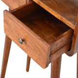 Artisan Furniture Solid Wood Mini Curved Console Table with 2 Drawers & Open Slot – Chestnut, Brown