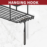 Vinsani 3-Piece Corner Shower Caddy with 6 Hooks & Soap Holder, Rustproof Stainless Steel – No Drilling, Black