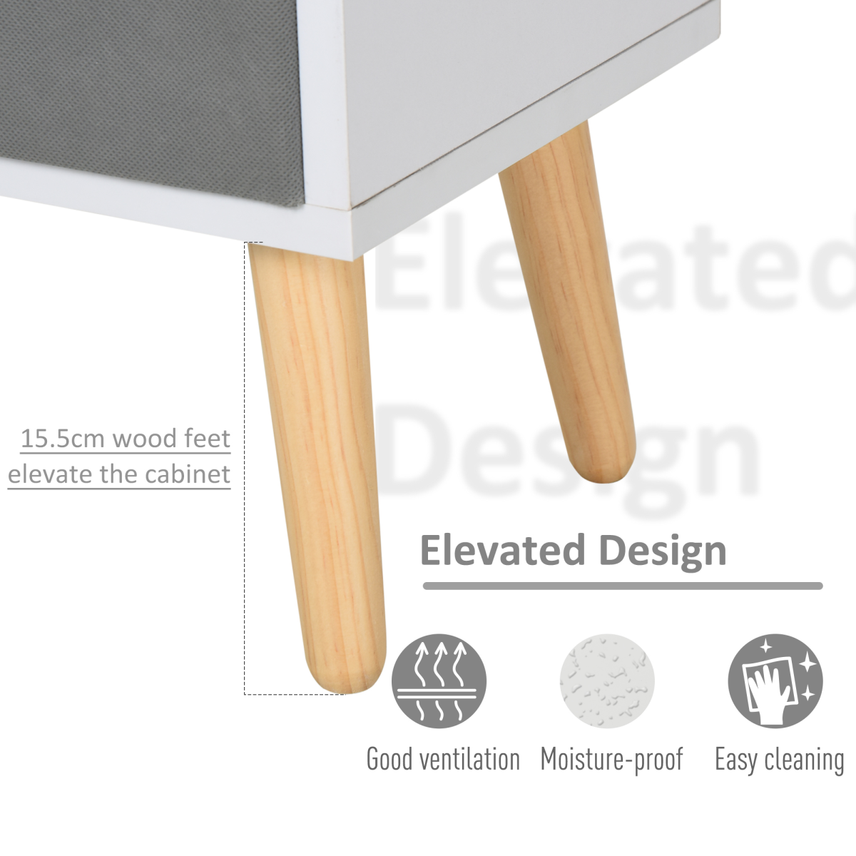 70 x 56cm Freestanding 4 Cube Storage Unit Bookcase with 2 Fabric Drawers – Home Organiser with Hardwood Legs