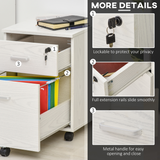 Vinsetto 2-Drawer Locking Mobile Filing Cabinet on Wheels – Home Office Document Storage, White
