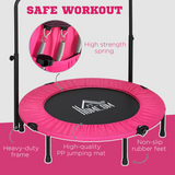 HOMCOM 40" Foldable Mini Fitness Trampoline with Foam Handle – 4-Level Adjustable Rebounder, Pink