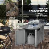 Outsunny 50,000 BTU Propane Gas Fire Pit Table with Waterproof Cover and Glass Screen, Wood-Effect Grey