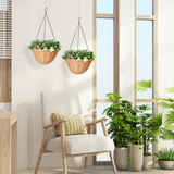 Artificial Hanging Baskets Set of 2 with Lifelike Plants & Pinecones – Maintenance-Free Decor, Blue & Green