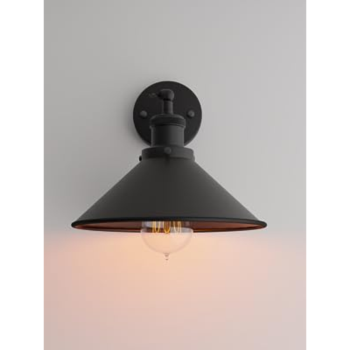 LEDSone Vintage Wall Sconce with Black Cone Metal Shade – E27 Retro Wall Light for Home, Restaurants & Cafés