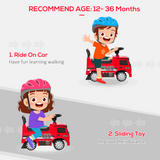 HOMCOM 3-in-1 Kids Ride-On Mercedes Truck with Under-Seat Storage – Push Along Walker for 12-36 Months, Red