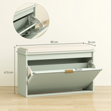 Shoe Storage Bench with Cushioned Seat & Drawer for 8 Pairs – 80cm Hallway Shoe Cabinet, Green and Beige