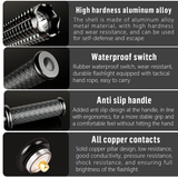 2 Pack 3-Mode USB Rechargeable LED Torch Set with Hammer Head – Water-Resistant, for Hiking and Camping