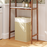 Bamboo Laundry Hamper Cabinet with Removable Lid and Detachable Bag – 72L Storage Basket, Natural Wood Finish