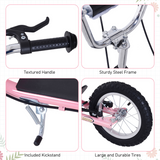 HOMCOM Kids Kick Scooter with Dual Brakes, Kickstand & Adjustable Height – Big Wheel Rubber Tyre Scooter for 5+ Years