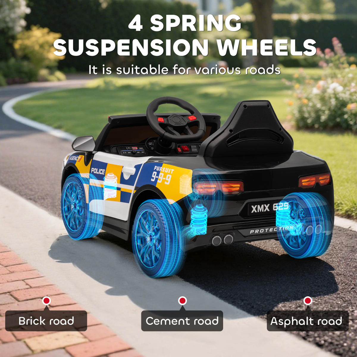 Kids Electric Police Car with 2.4G Remote Control, Lights, Siren & MP3 – 12V Ride-On for Ages 3-5
