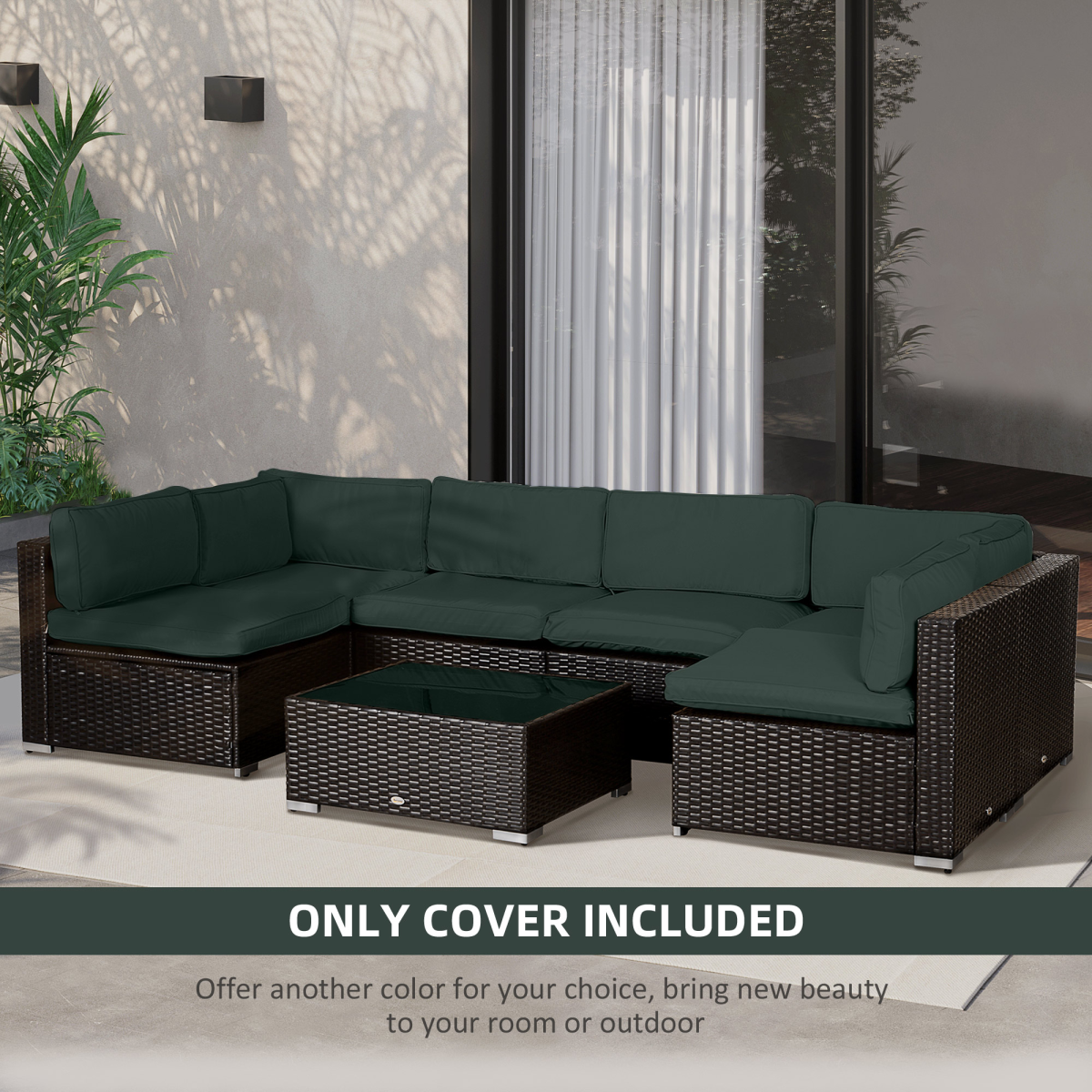 Outsunny Replacement Cover Set for Garden Rattan Sofa – 14-Piece Polyester Cushion Covers, No Cushions, Grey