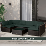 Outsunny Replacement Cover Set for Garden Rattan Sofa – 14-Piece Polyester Cushion Covers, No Cushions, Grey