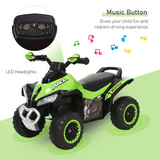 HOMCOM 4-Wheel Toddler Ride-On Quad Car with Music & Lights – No-Pedal Foot-to-Floor Walking Car