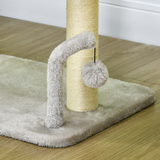 Plush Cat Tree with Sisal Scratching Post, Top Perch & Hanging Toy Balls – Compact Cat Tower, Light Grey