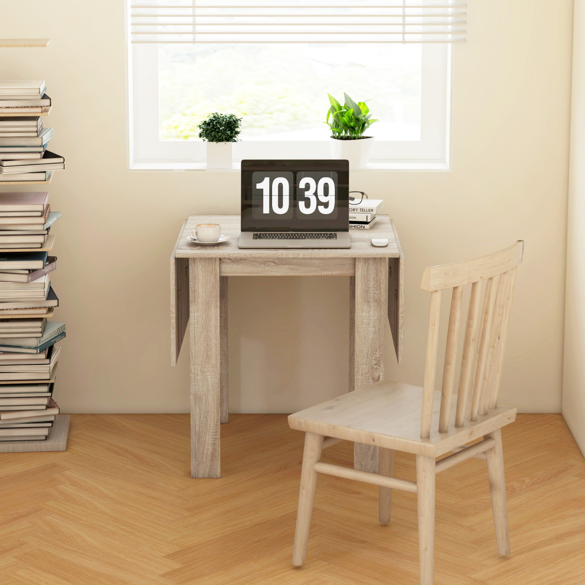 HOMCOM Extendable Folding Drop Leaf Dining Table – Space-Saving Table for 2–4 Seats