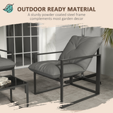 Outsunny 4-Piece Garden Sofa Set with 2 Armchairs, Loveseat & Tempered Glass Coffee Table – Patio Furniture, Grey