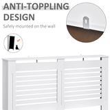 HOMCOM White Slatted MDF Radiator Cover with Top Shelf – 152cm Modern Heater Cabinet