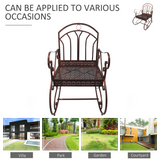 Outsunny Metal Rocking Chair with Armrests & Extra-Wide Seat – Garden Porch Rocker, Bronze Finish