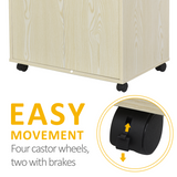 HOMCOM Kitchen Pantry Cupboard on Rolling Wheels, 97 x 60 x 40cm – Oak-Effect Storage