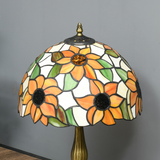HOMCOM Antique Stained Glass Table Lamp with E27 Fitting – Sunflower Bedside Lamp for Bedroom, Multi-Coloured