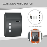 HOMCOM Lockable Wall-Mounted Letter Box with Viewing Windows – Weatherproof Galvanised Steel Post Box