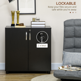 HOMCOM 2-Tier Locking Office Storage Cabinet with Two Keys – Home Office File Storage, Black