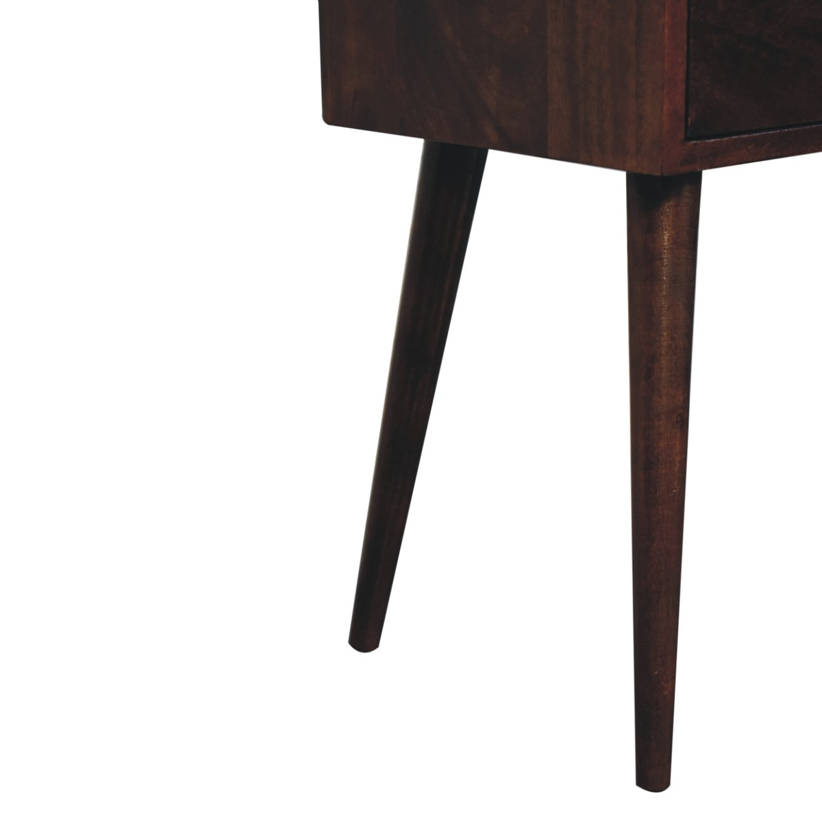Artisan Furniture Solid Wood Mini Bedside Table with 2 Drawers – California Walnut Finish, Dark Brown