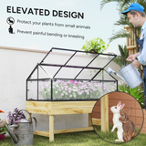 Outsunny Elevated Raised Garden Bed with Polycarbonate Grow House Cover & Flip-Up Windows – Year-Round Growing