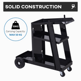 DURHAND Welding Cart with 3 Storage Trays, Safety Chains and 4 Wheels – Gas Bottle Welder Trolley, Black
