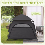 PawHut Foldable Dog and Cat Tent with Waterproof Oxford Cloth & Carry Bag – Indoor and Outdoor Shelter, Grey