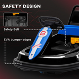 HOMCOM 6V Kids Bumper Car with 360-Degree Rotation, 2 Speeds, Music, Horn & Light Strips – Ride-On Waltzer Car