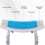 HOMCOM Adjustable Aluminium Shower Stool with Non-Slip Feet and Drainage Holes – Bathroom Seat, 136kg Load