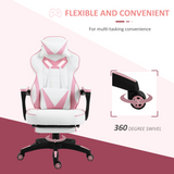 Vinsetto Reclining Racing Gaming Chair with Footrest & 170° Recline – Ergonomic Office Chair, Pink